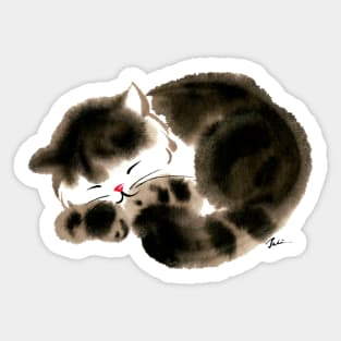 Fluffy sleeping cat Sticker